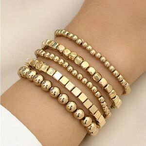 Elegant Gold Beaded Bracelet Set